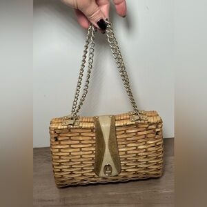 Vintage Wicker Basket Purse Made For Grants In Hong Kong Kisslock‎ Handbag.